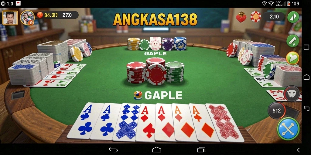 Tampilan gameplay Gaple seru di ANGKASA138.