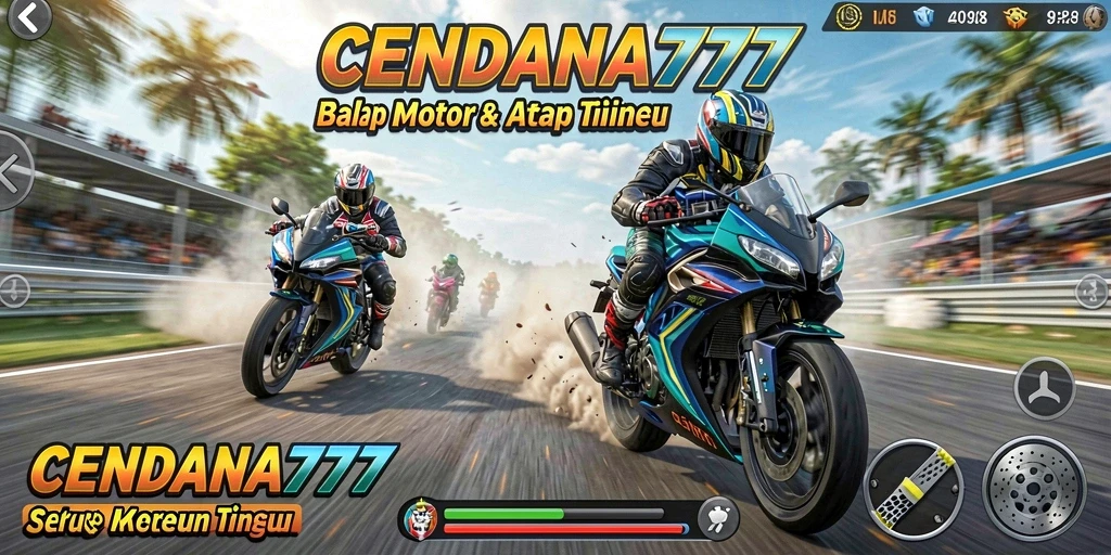 Screenshot gameplay CENDANA777 menampilkan aksi balap motor yang mendebarkan.