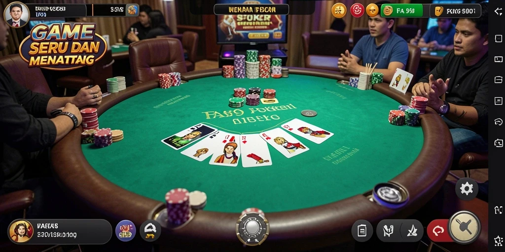 Tangkapan layar utama FA99 menampilkan aksi poker yang mendebarkan.