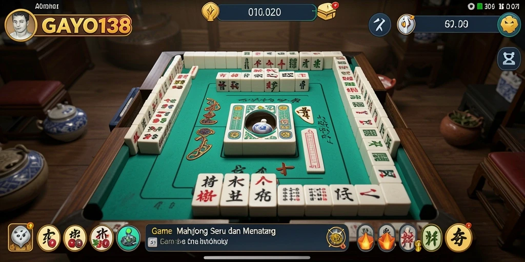 Screenshot GAYO138 menunjukkan gameplay Mahjong yang seru dan interaktif.
