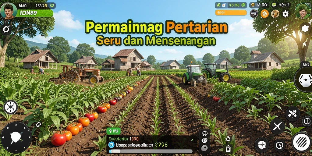 Screenshot gameplay IDN89 menampilkan aktivitas pertanian yang seru dan berwarna.