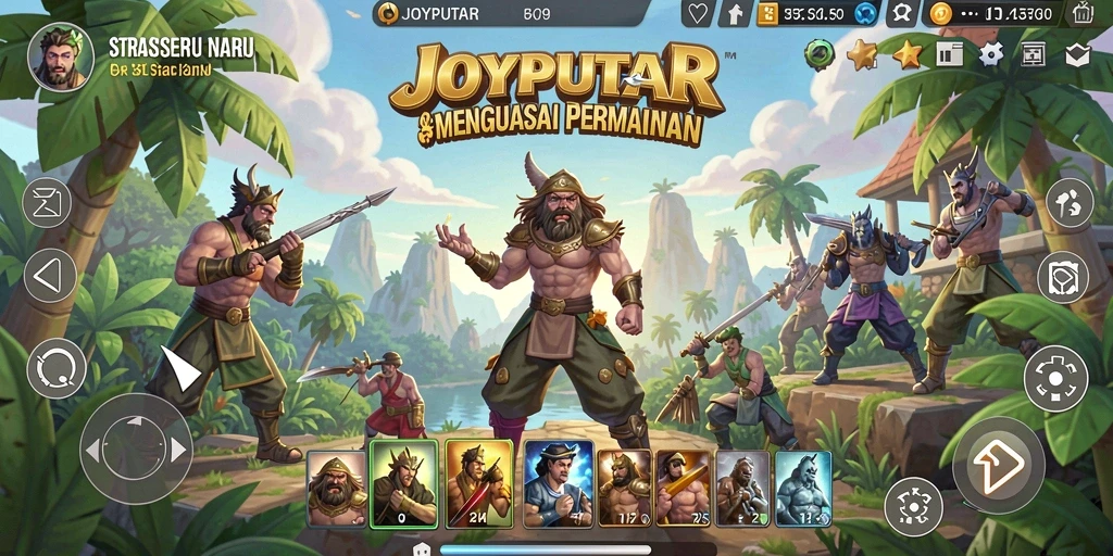 Tangkapan layar gameplay JOYPUTAR yang menunjukkan pertempuran strategi yang intens.