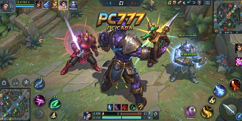 Tampilan gameplay seru dalam PC777 yang menunjukkan aksi tim.
