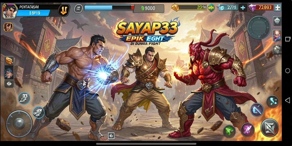 Screenshot utama SAYAP33 menampilkan aksi pertarungan seru yang mendebarkan.