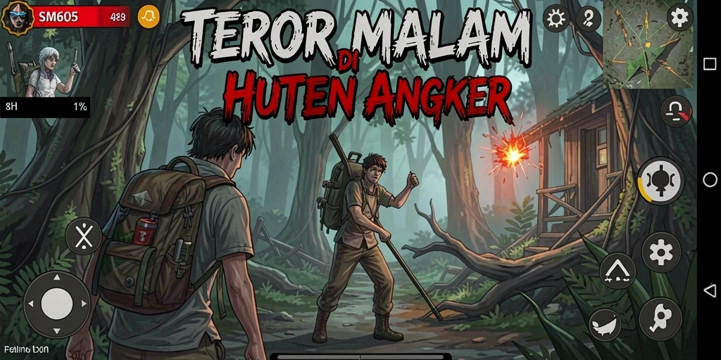 Gameplay SM605: suasana mencekam di hutan angker.
