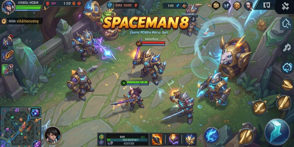 Screenshot SPACEMAN88 menampilkan aksi seru dalam pertarungan MOBA.